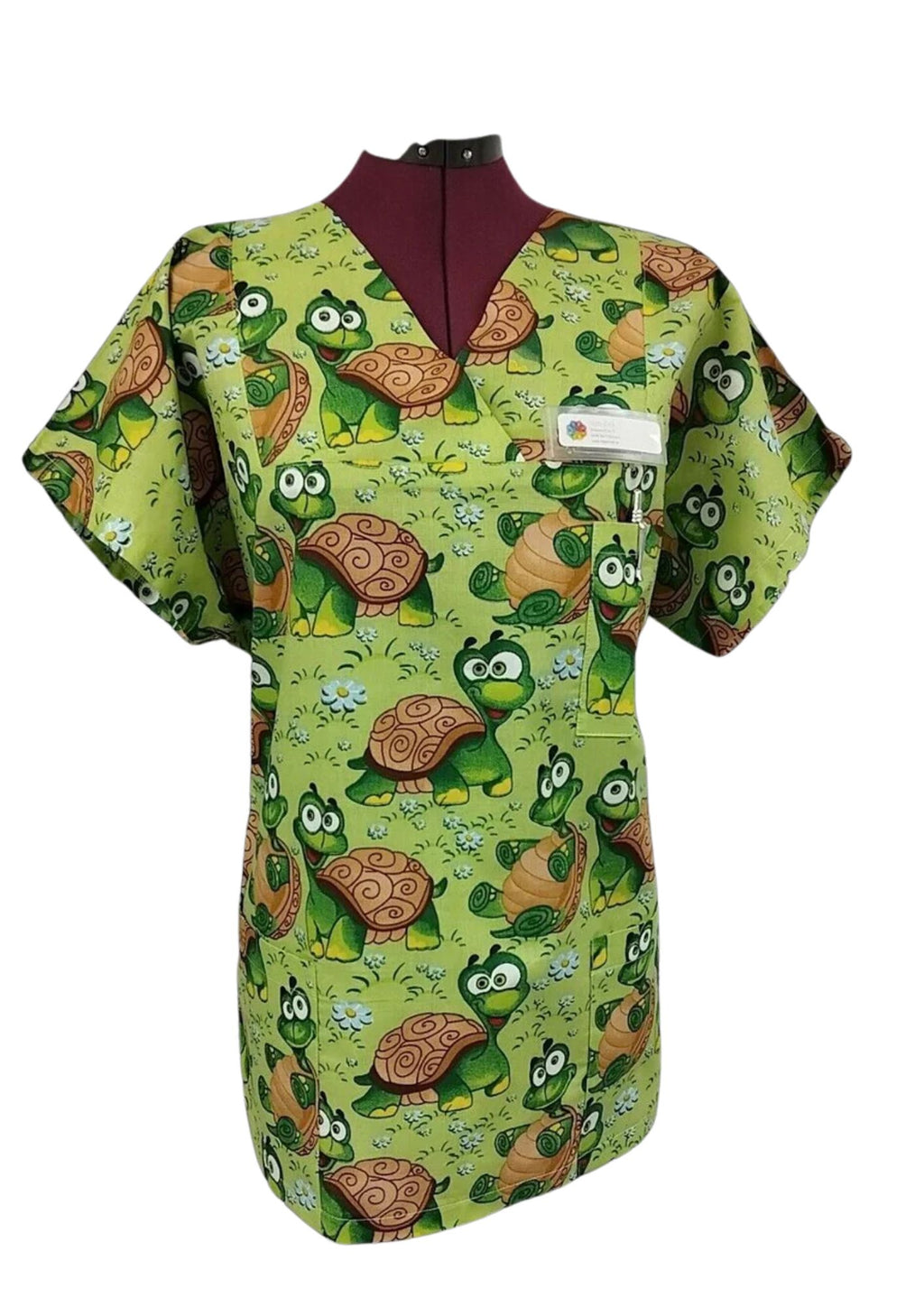 Kasack Schildkröte- Handgefertigt aus 100 % Baumwolle, Sonnenblumenmuster, Pflegekasack