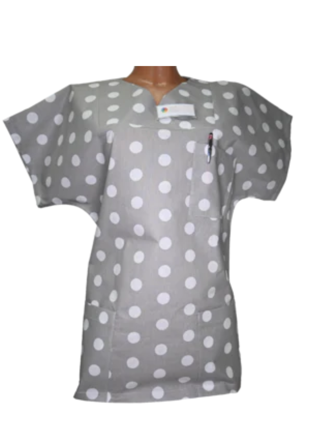 Kasack Punkt- Handgefertigt aus 100 % Baumwolle, Punktenmuster, Pflegekasack