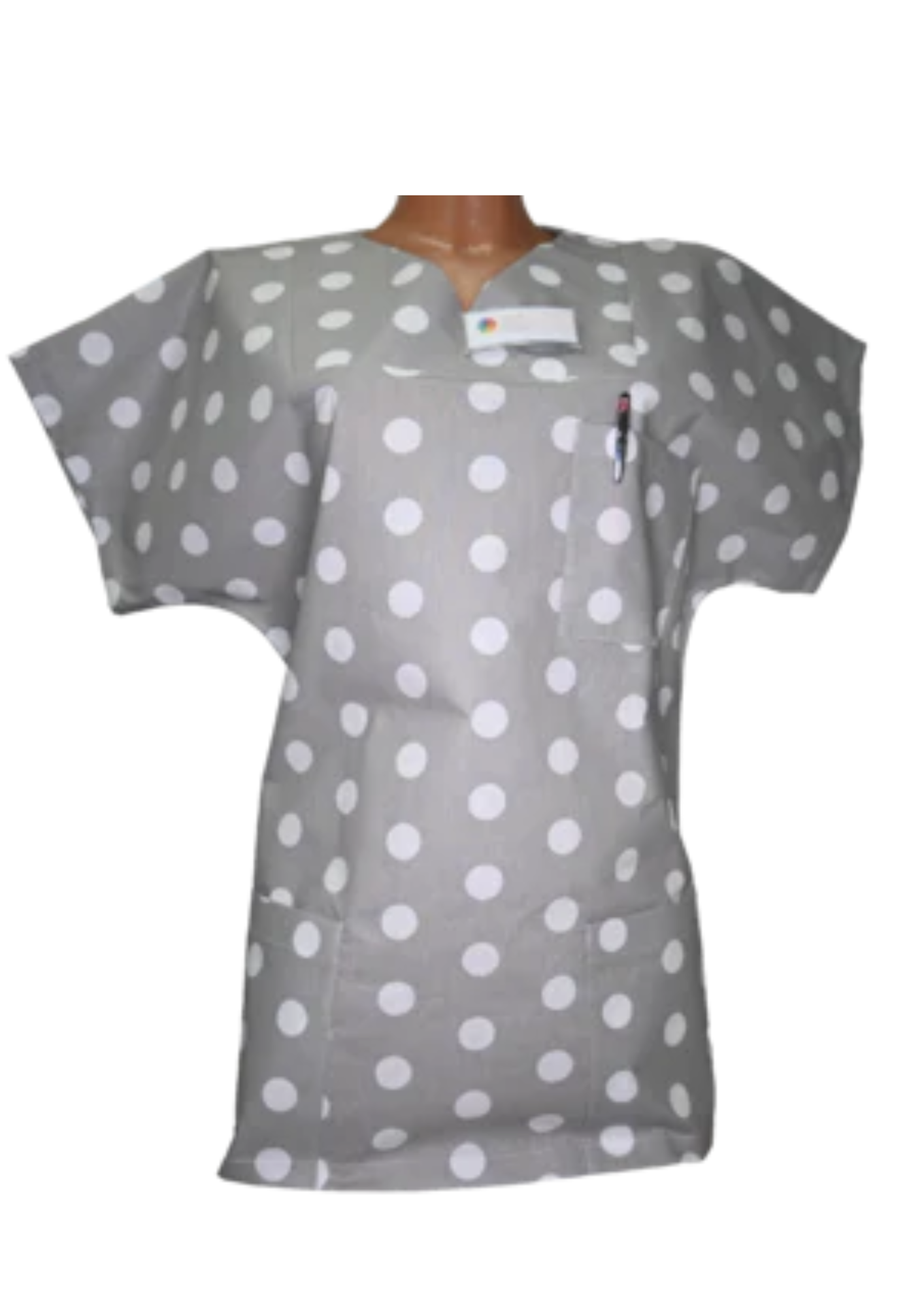 Kasack Punkt- Handgefertigt aus 100 % Baumwolle, Punktenmuster, Pflegekasack