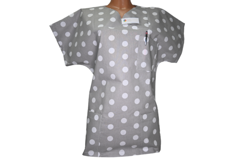 Kasack Punkt- Handgefertigt aus 100 % Baumwolle, Punktenmuster, Pflegekasack