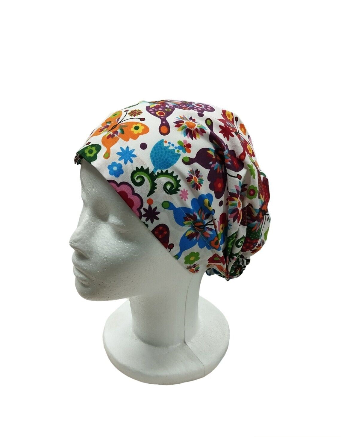 OP-Haube Schmetterling Bunt-  Handgefertigt, Baumwolle, Schmetterlinge-Motiv