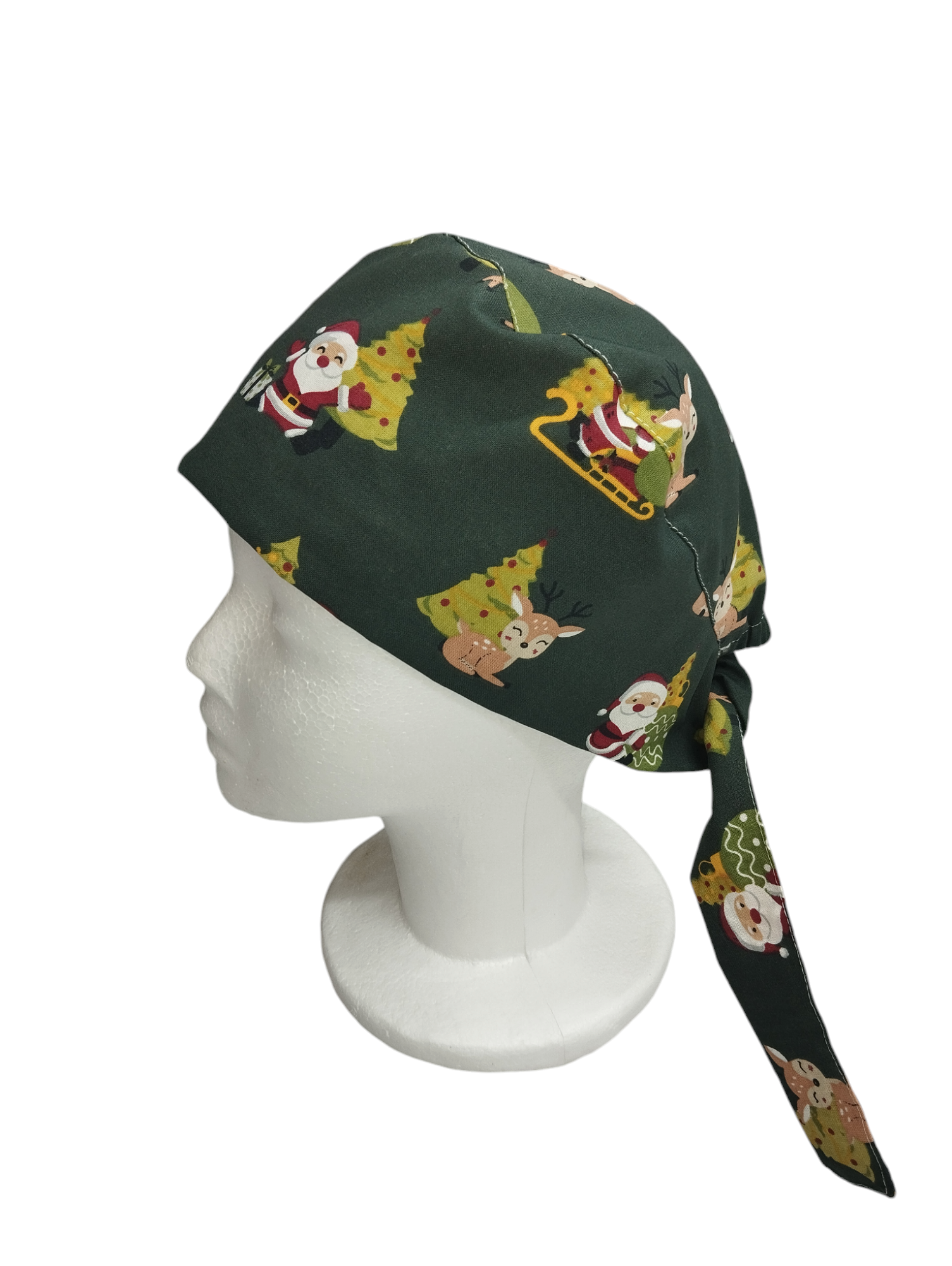 OP-Haube Weihnachten Grün- Handgefertigt, Baumwolle, Weihnachten-Motiv 🎅🦌