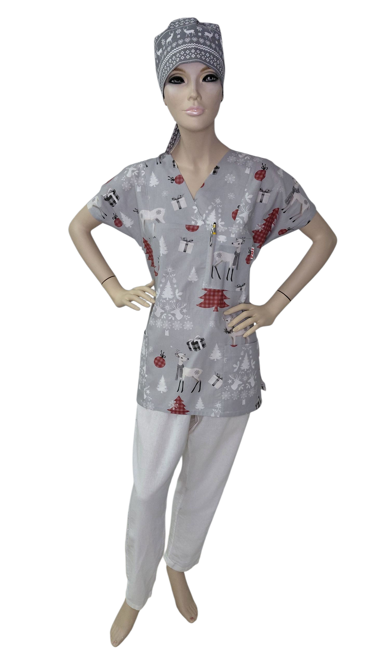 Kasack Weihnachten – Grau mit Rentieren