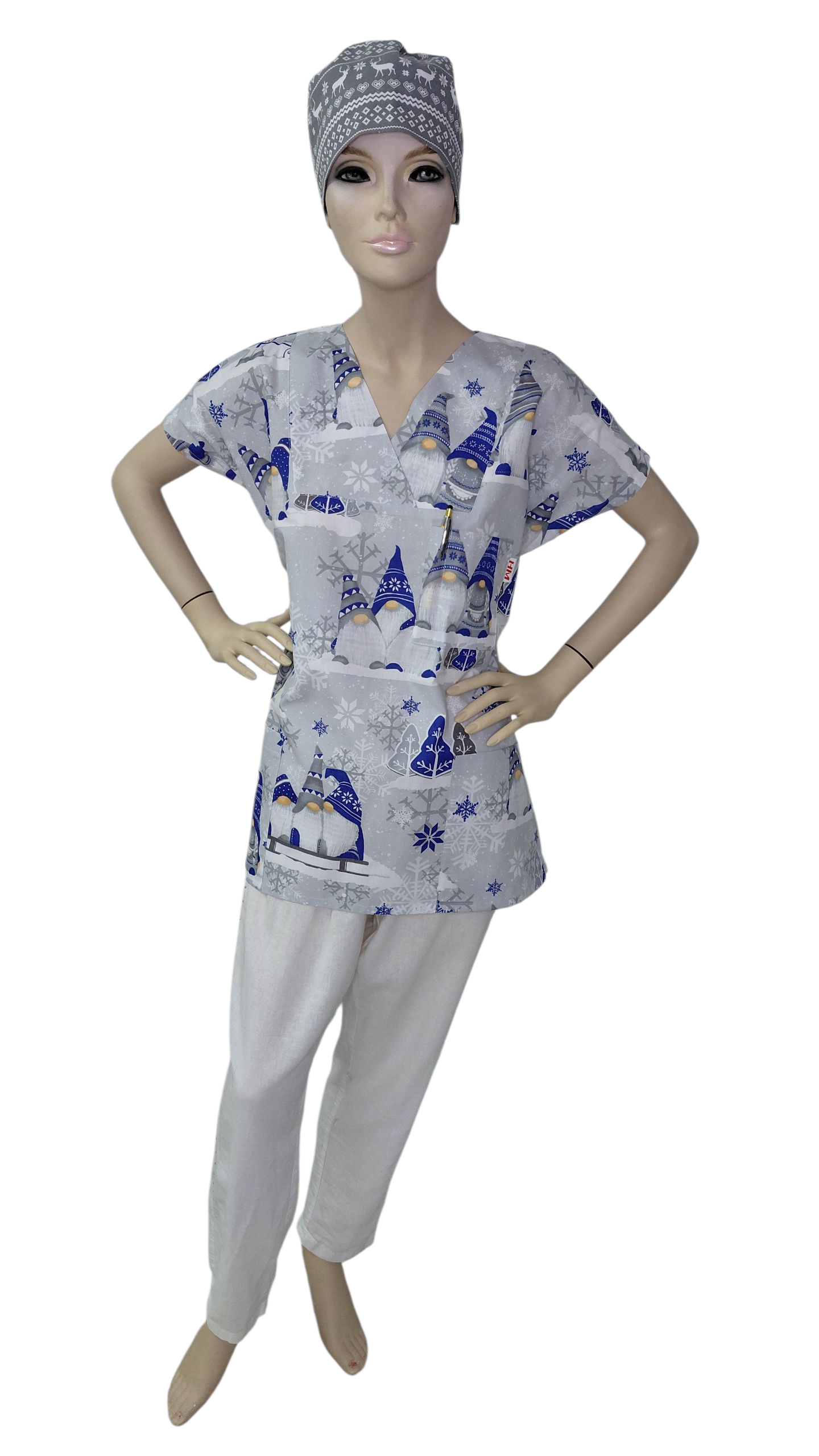 Weihnachts-Kasack Blau Wichtel – Handarbeit Baumwolle Pflege Kasack Praxis